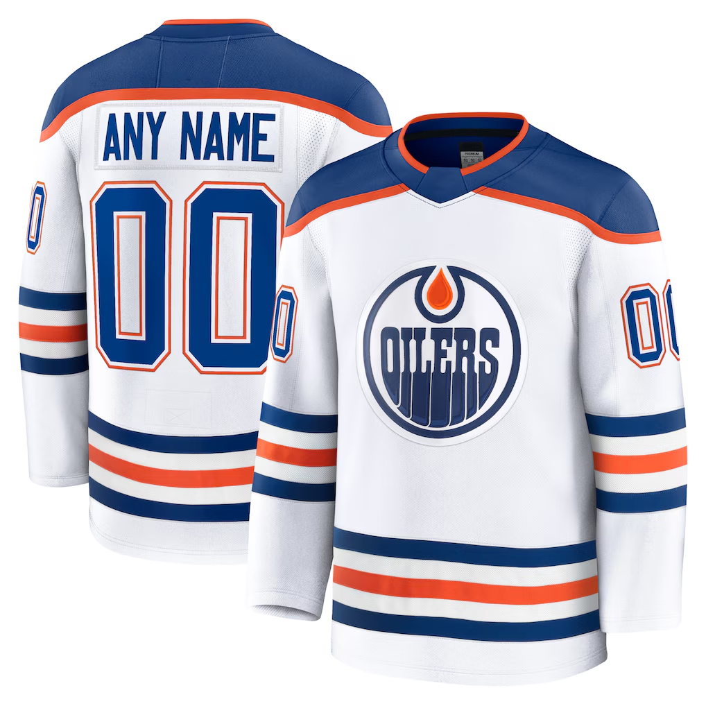 Rebec Custom E.Oilers White Away Premium Jerseys