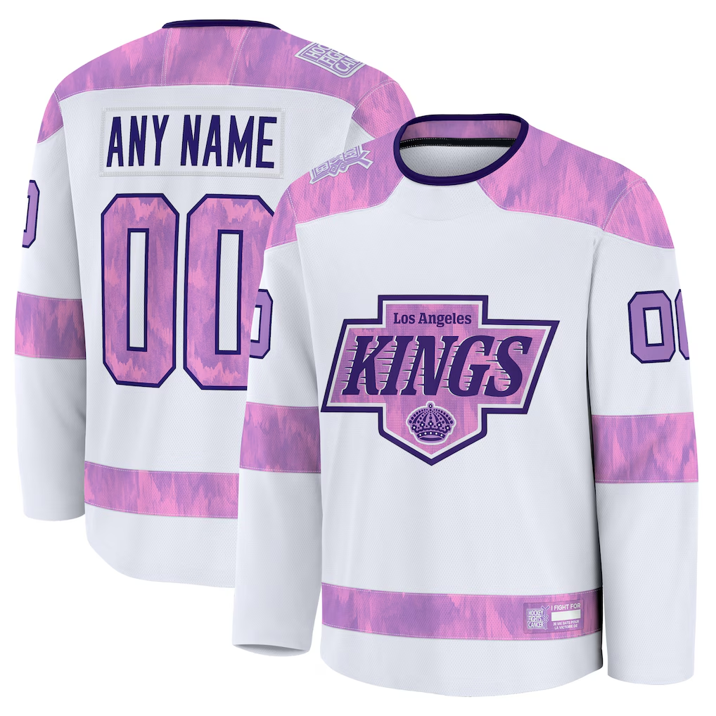 Rebec Custom LA.Kings White 2024 Hockey Fights Cancer Practice Jerseys