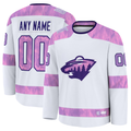 Rebec Custom M.Wild White 2024 Hockey Fights Cancer Practice Jerseys