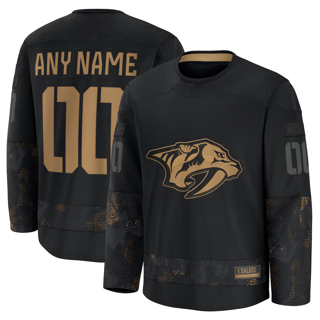 Rebec Custom N.Predators Black 2024 Military Appreciation Practice Jerseys