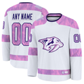 Rebec Custom N.Predators White 2024 Hockey Fights Cancer Practice Jerseys