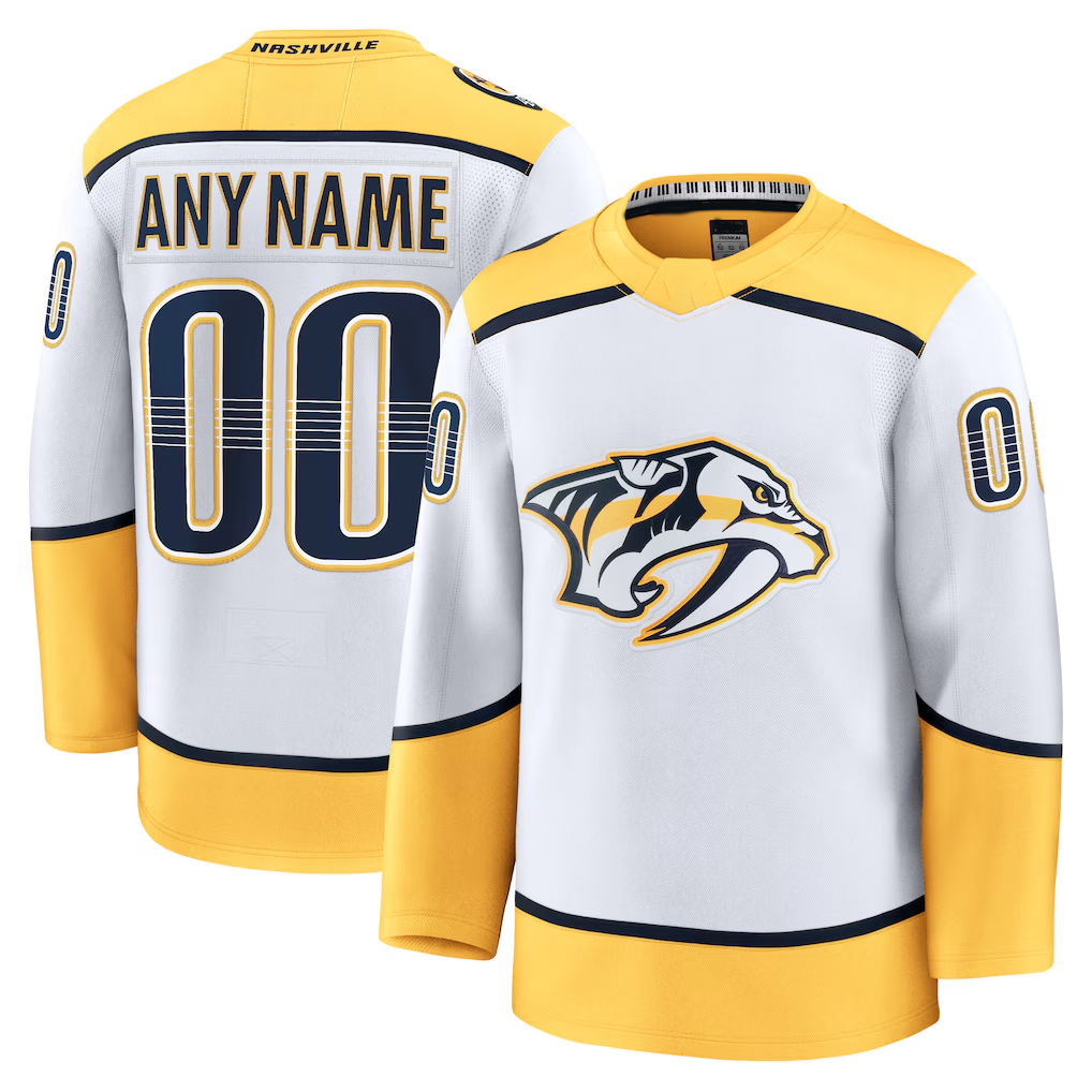 Rebec Custom N.Predators White Away Premium Jerseys