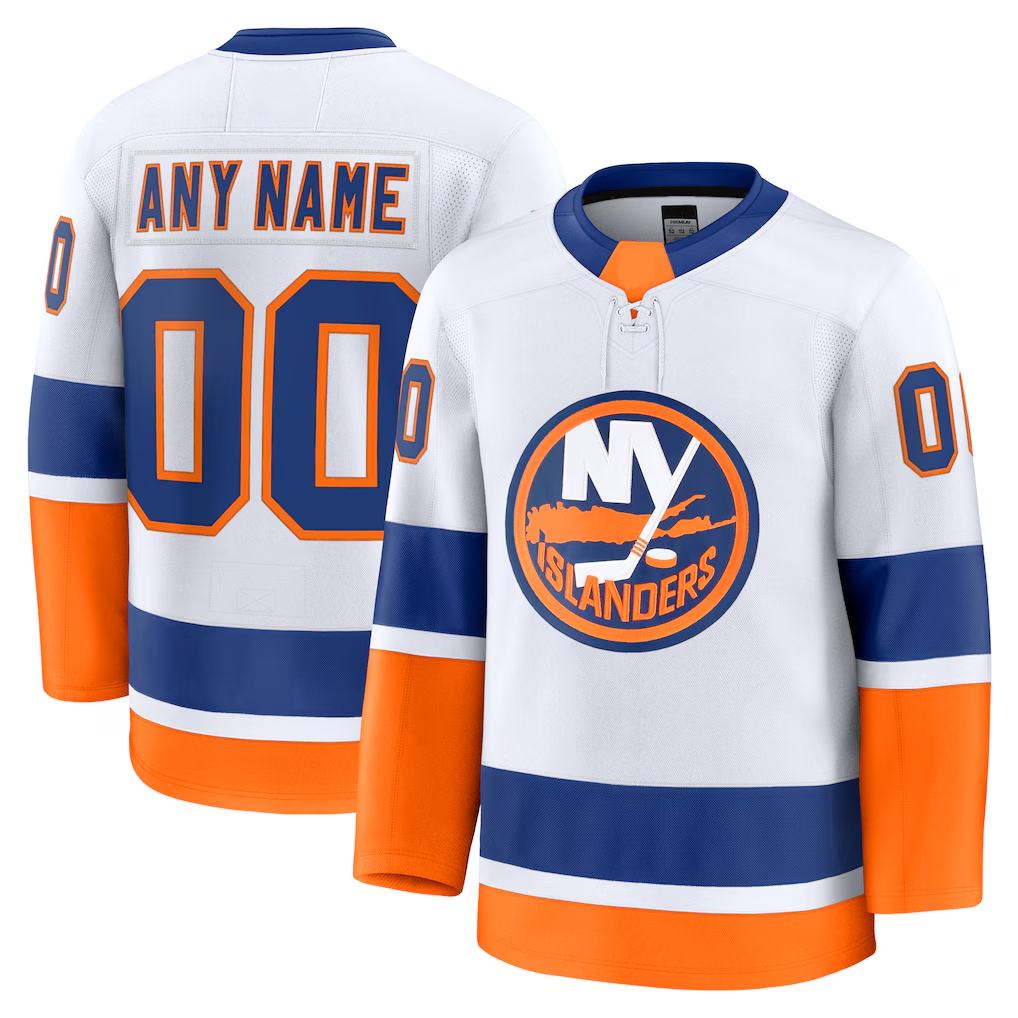 Rebec Custom NY.Islanders White Away Premium Jerseys