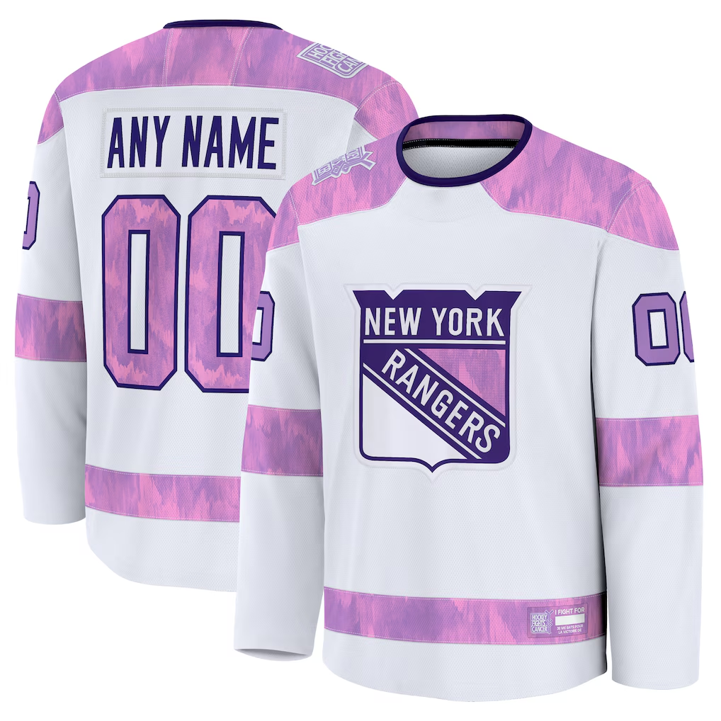 Rebec Custom NY.Rangers White 2024 Hockey Fights Cancer Practice Jerseys