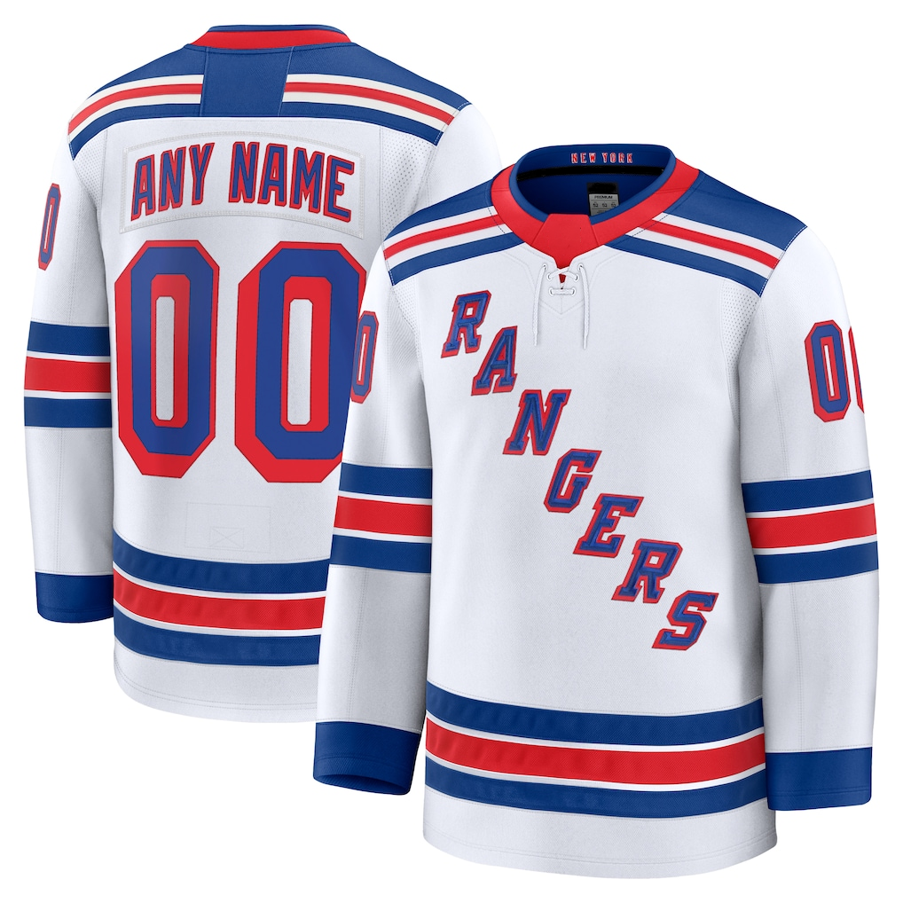 Rebec Custom NY.Rangers White Away Premium Jerseys