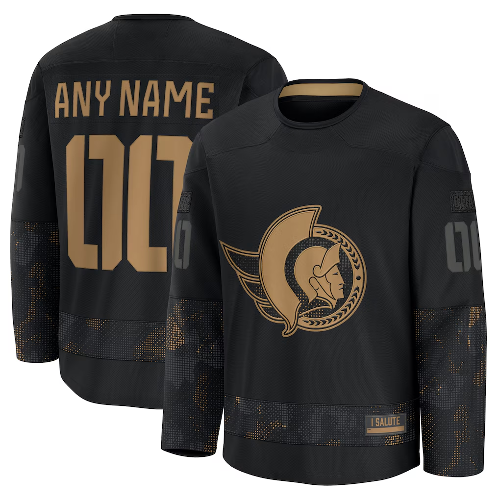 Rebec Custom O.Senators Black 2024 Military Appreciation Practice Jerseys