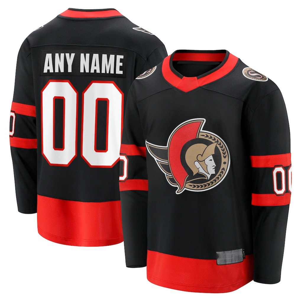 Rebec Custom O.Senators Black Home Breakaway Jerseys