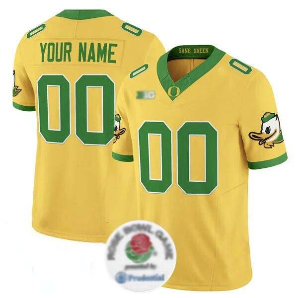 Rebec Custom O.Ducks Active Player Gold 2024 F.U.S.E. Rose Bowl Vapor Limited Stitched Football American College Jerseys