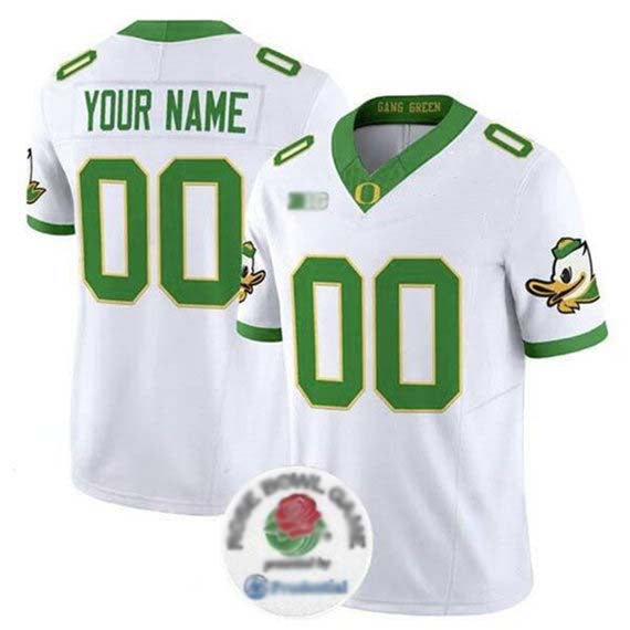 Rebec Custom O.Ducks Active Player White 2024 F.U.S.E. Rose Bowl Vapor Limited Stitched Football American College Jerseys