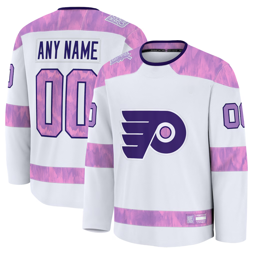 Rebec Custom P.Flyers White 2024 Hockey Fights Cancer Practice Jerseys
