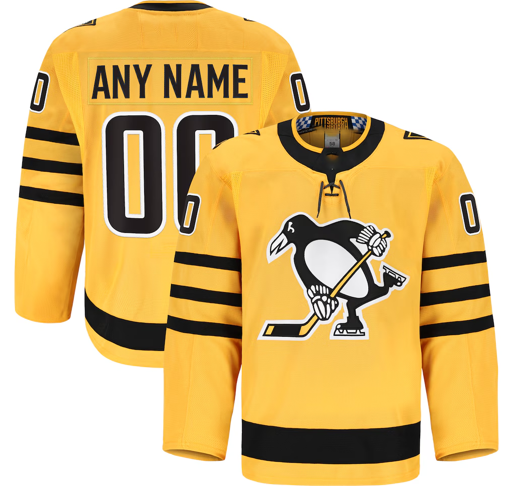 Rebec Custom P.Penguins Gold Alternate Authentic Pro Jerseys