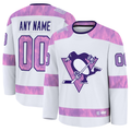 Rebec Custom P.Penguins White 2024 Hockey Fights Cancer Jerseys