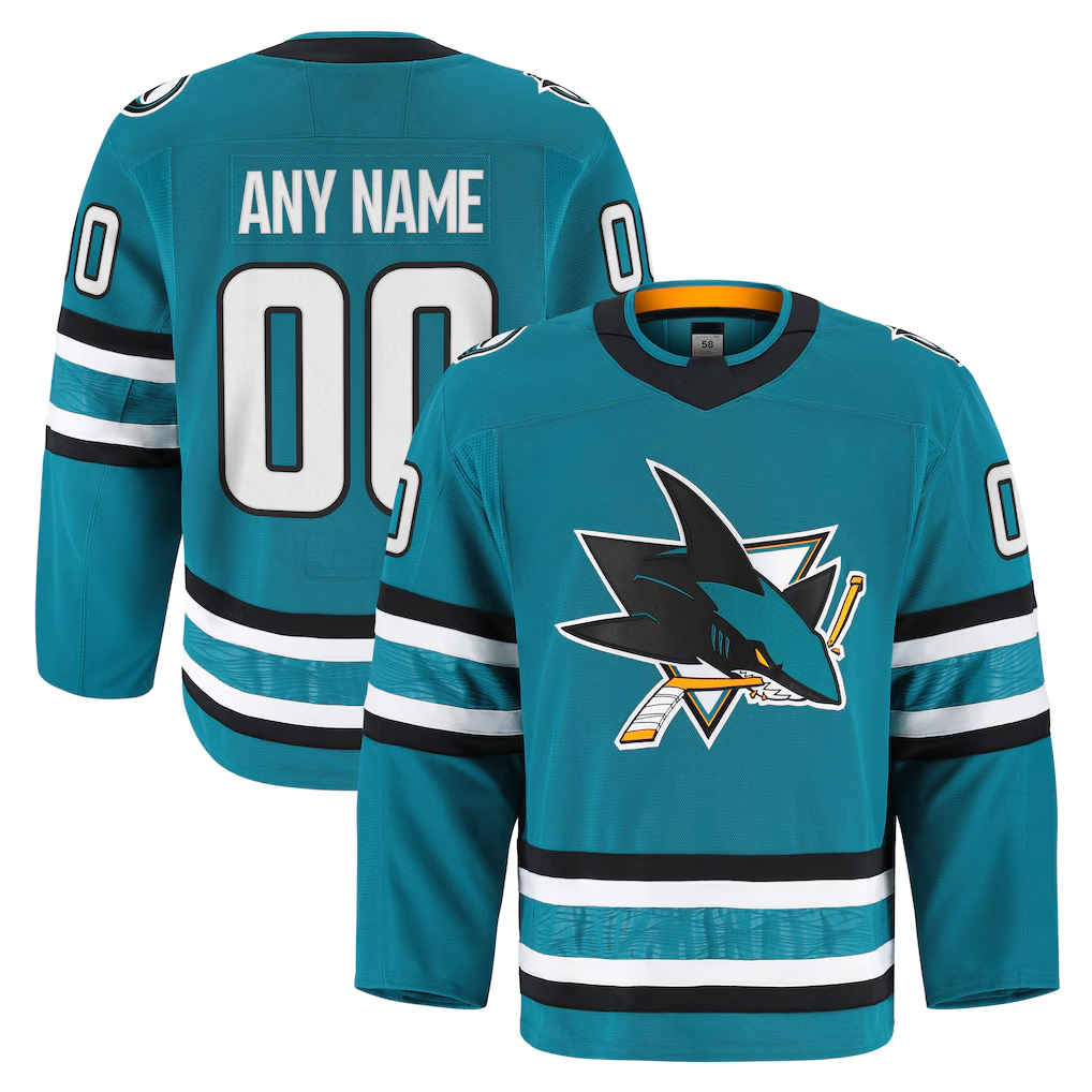 Rebec Custom SJ.Sharks Teal Home Authentic Pro Jerseys