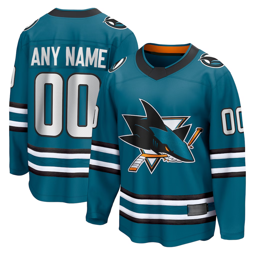 Rebec Custom SJ.Sharks Teal Home Breakaway Jerseys
