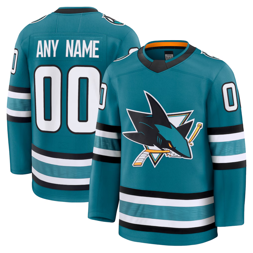 Rebec Custom SJ.Sharks Teal Home Premium Jerseys