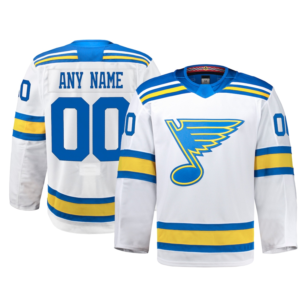 Rebec Custom SL.Blues White Away Authentic Pro Jerseys