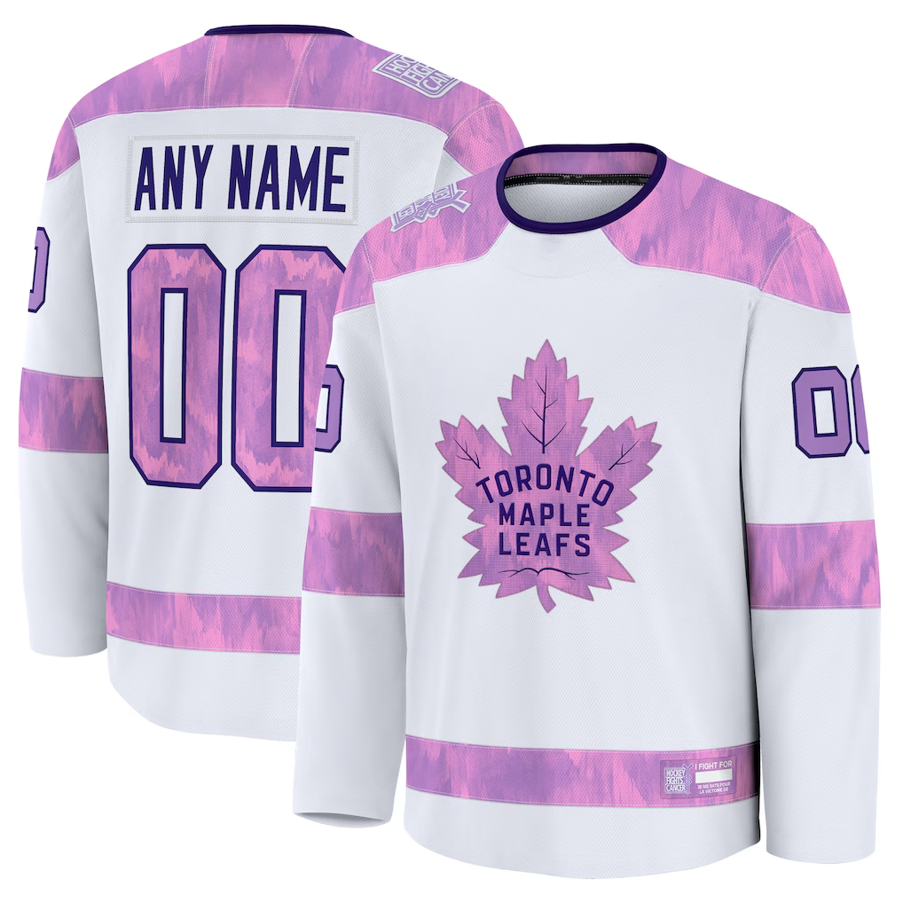 Rebec Custom TM.Leafs White 2024 Hockey Fights Cancer Practice Jerseys
