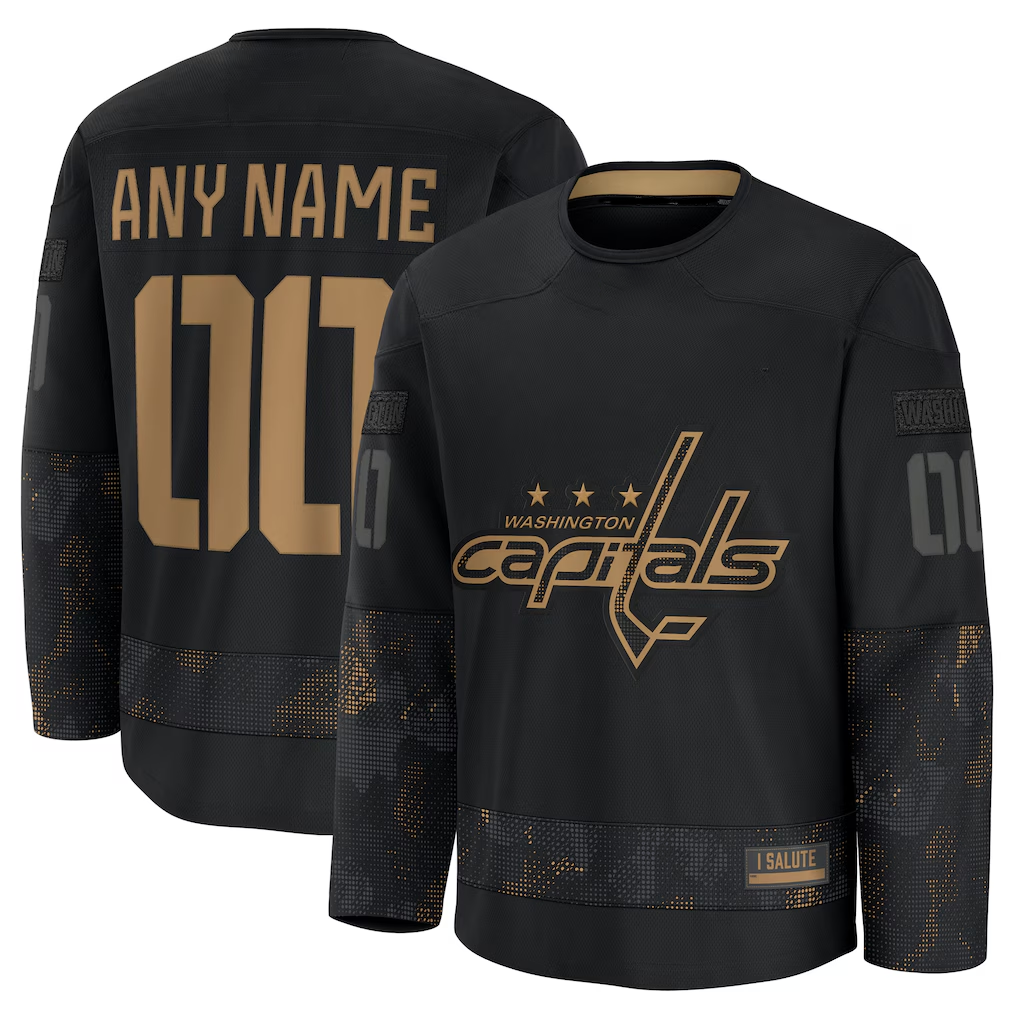 Rebec Custom W.Capitals Black 2024 Military Appreciation Practice Jerseys