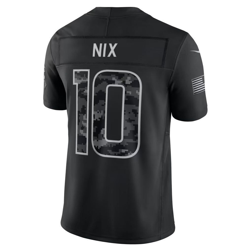 Rebec  D.Broncos #10 Bo Nix Black 2026 Salute to Service Stitched Limited Jersey