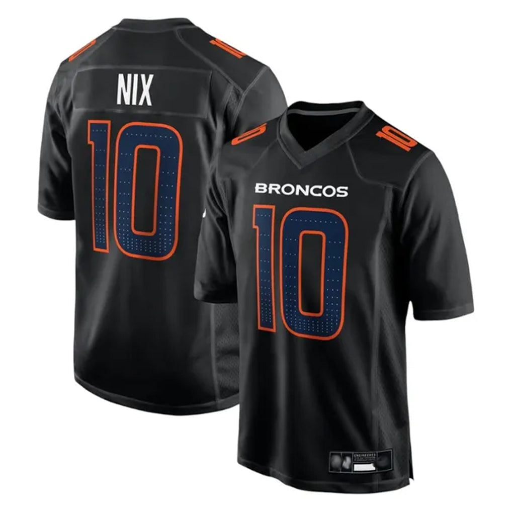 Rebec D.Broncos #10 Bo Nix Player Carbon Black Fashion Limited Game Stitched Jerseys