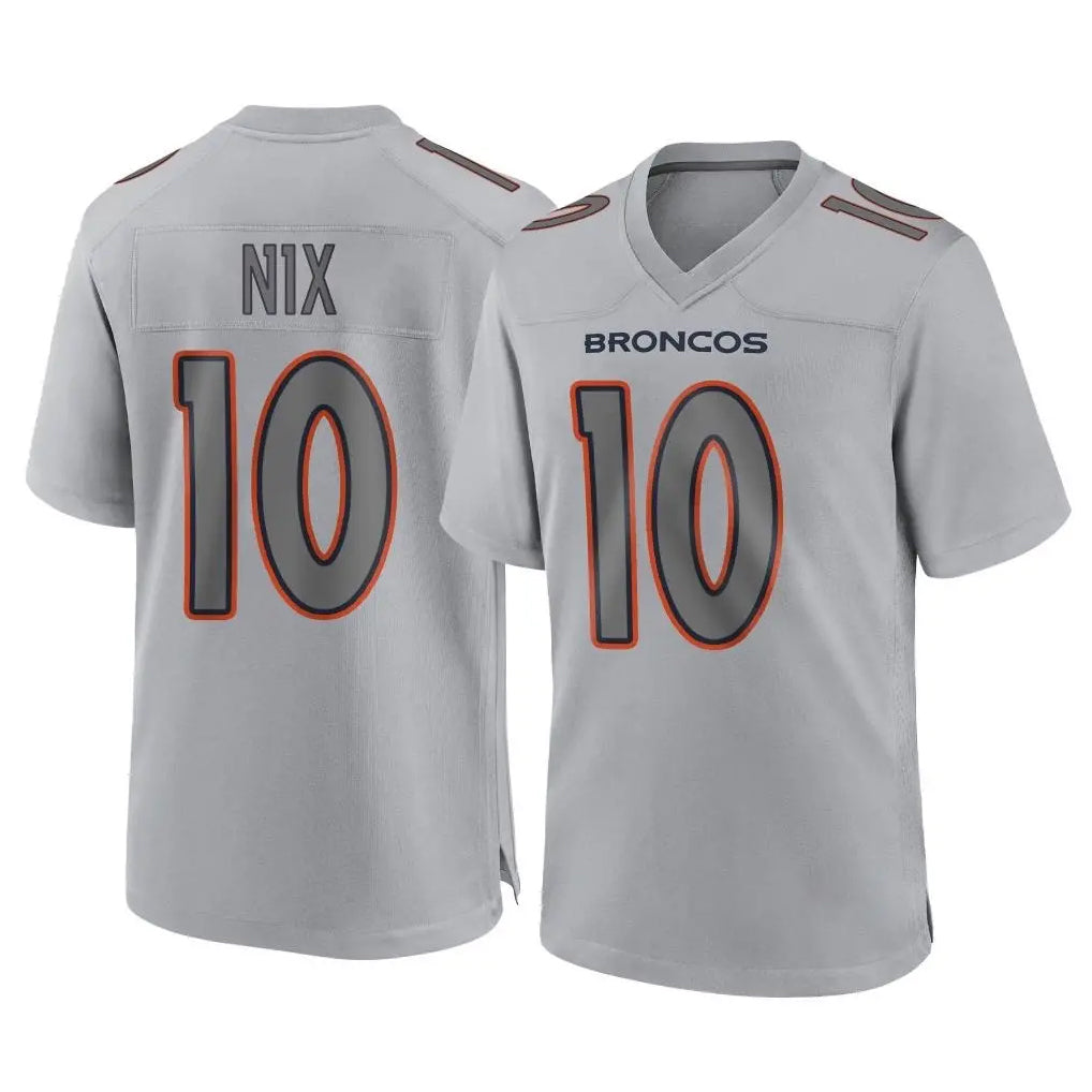 Rebec D.Broncos #10 Bo Nix Player Gray Atmosphere Fashion Limited Game Stitched Jerseys