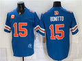 Rebec D.Broncos #15 Nik Bonitto Blue F.U.S.E. With 2-Star C Patch Throwback Vapor Limited Football Stitched Jersey