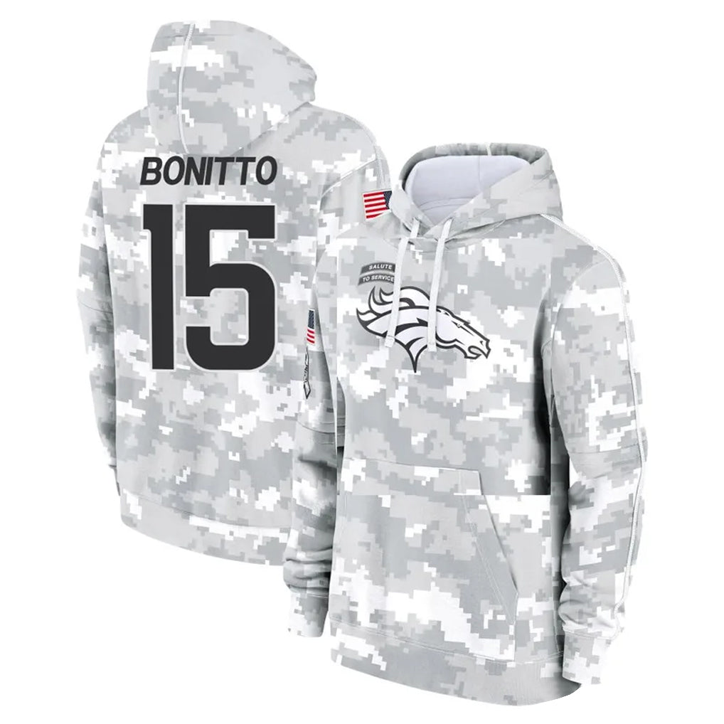Rebec D.Broncos #15 Nik Bonitto Player Arctic Camo Salute to Service Hoodies Limited Game Stitched Jerseys
