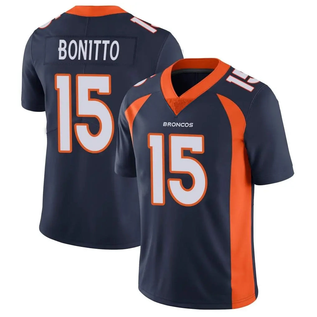 Rebec D.Broncos #15 Nik Bonitto Player Navy Vapor Untouchable Limited Game Stitched Jerseys