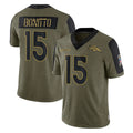 Rebec D.Broncos #15 Nik Bonitto Player Olive Salute To Service Limited Game Stitched Jerseys
