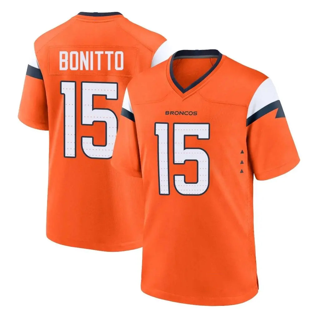 Rebec D.Broncos #15 Nik Bonitto Player Orange Home Game Stitched Jerseys