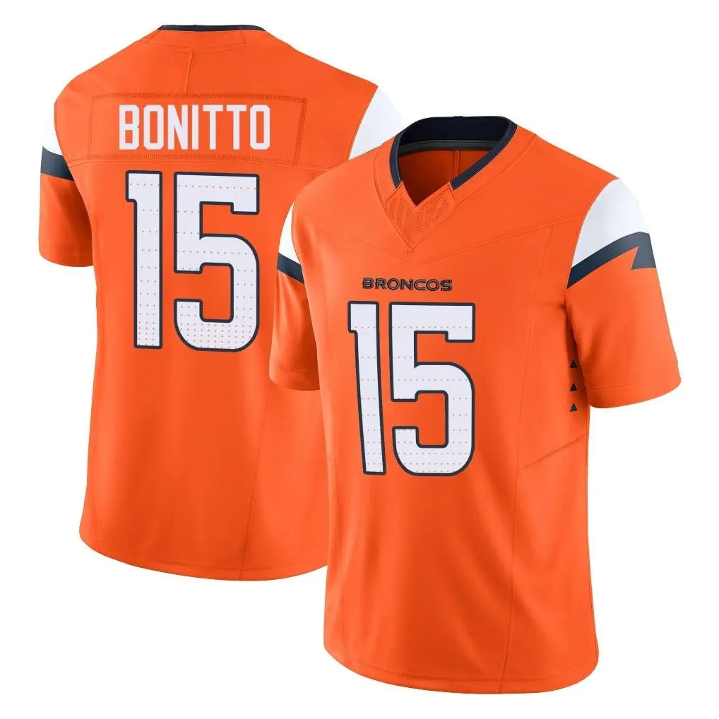 Rebec D.Broncos #15 Nik Bonitto Player Orange Vapor F.U.S.E. Limited Home Game Stitched Jerseys