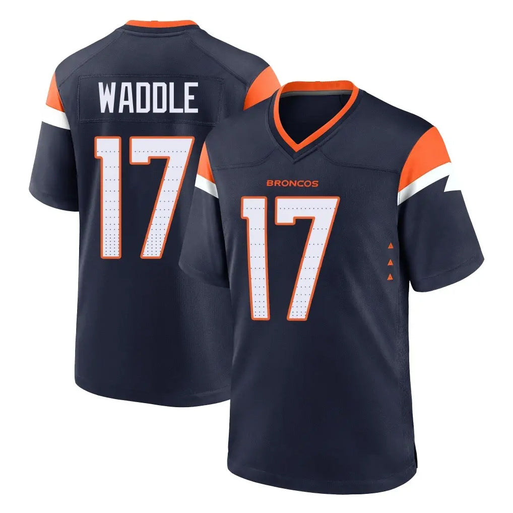 Rebec D.Broncos #17 Jaylen Waddle Player Navy Home Game Stitched Jerseys