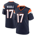 Rebec D.Broncos #17 Jaylen Waddle Player Navy Home Game Stitched Jerseys