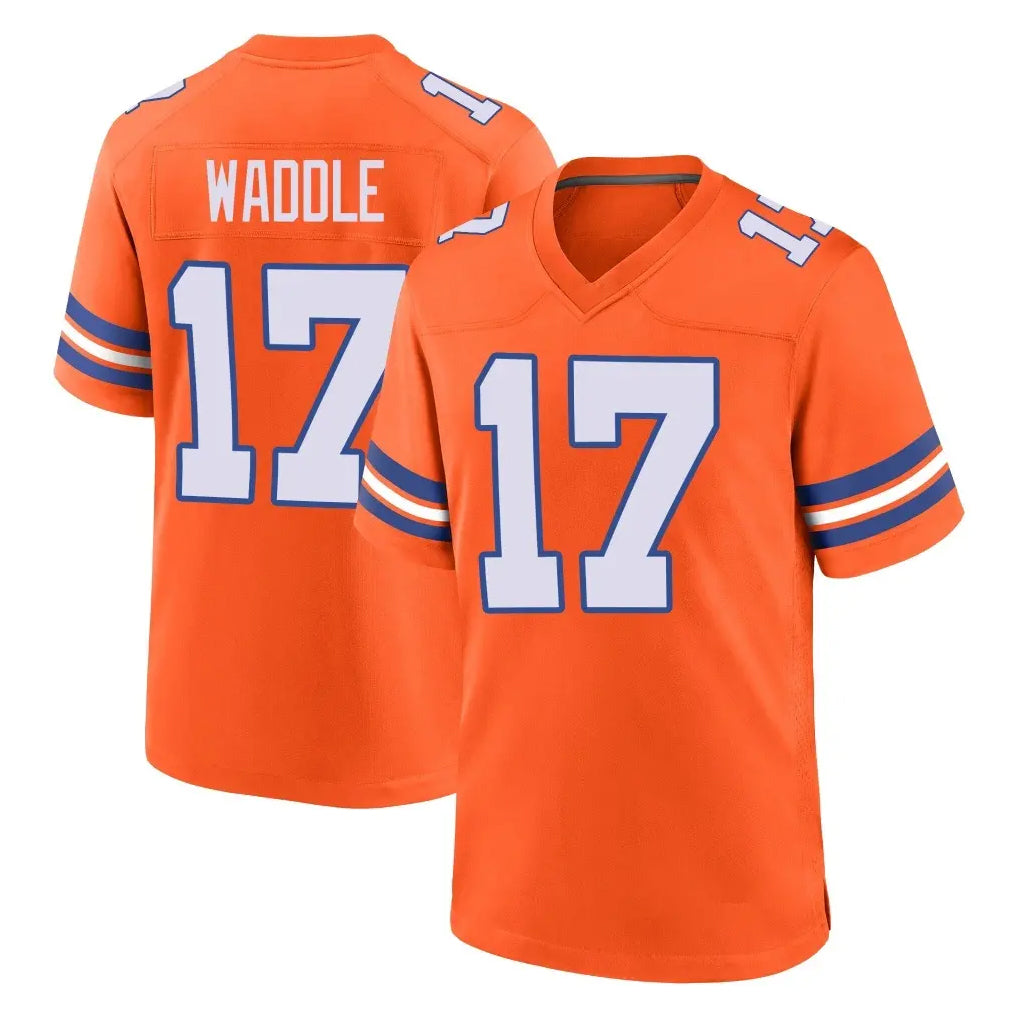 Rebec D.Broncos #17 Jaylen Waddle Player Orange Alternate Collection Throwback Game Stitched Jerseys
