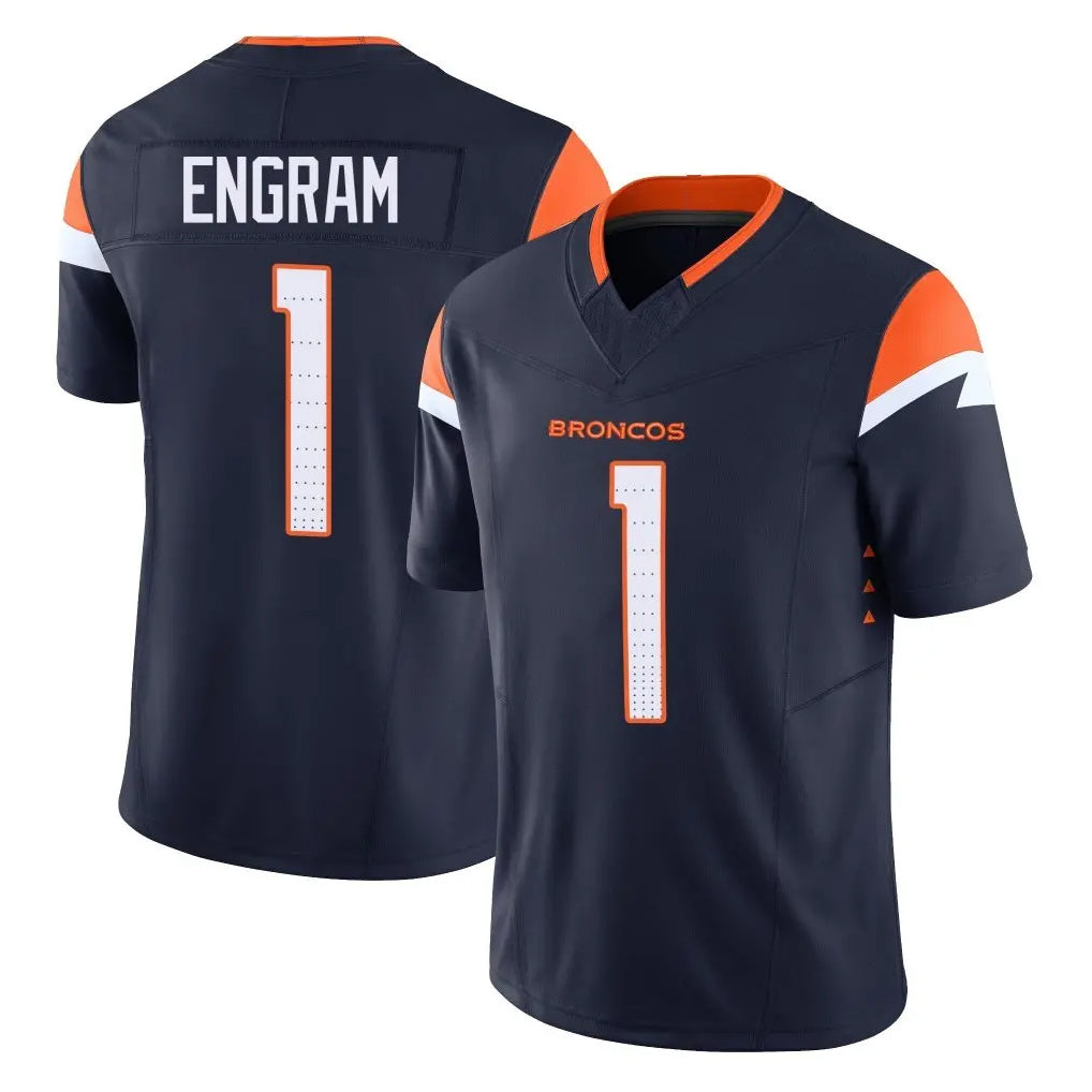 Rebec D.Broncos #1 Evan Engram Player Navy Limited Vapor F.U.S.E. Home Game Stitched Jerseys