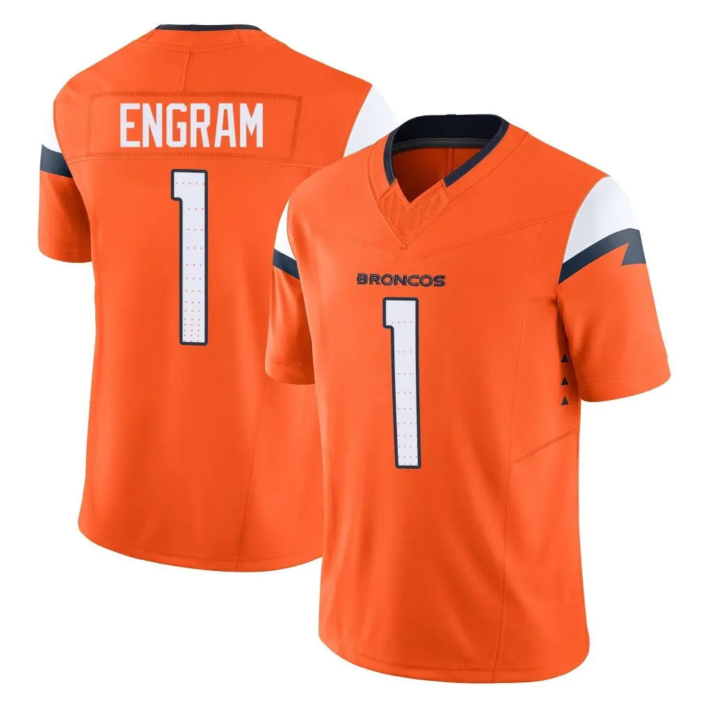 Rebec D.Broncos #1 Evan Engram Player Orange Vapor F.U.S.E. Limited Home Game Stitched Jerseys