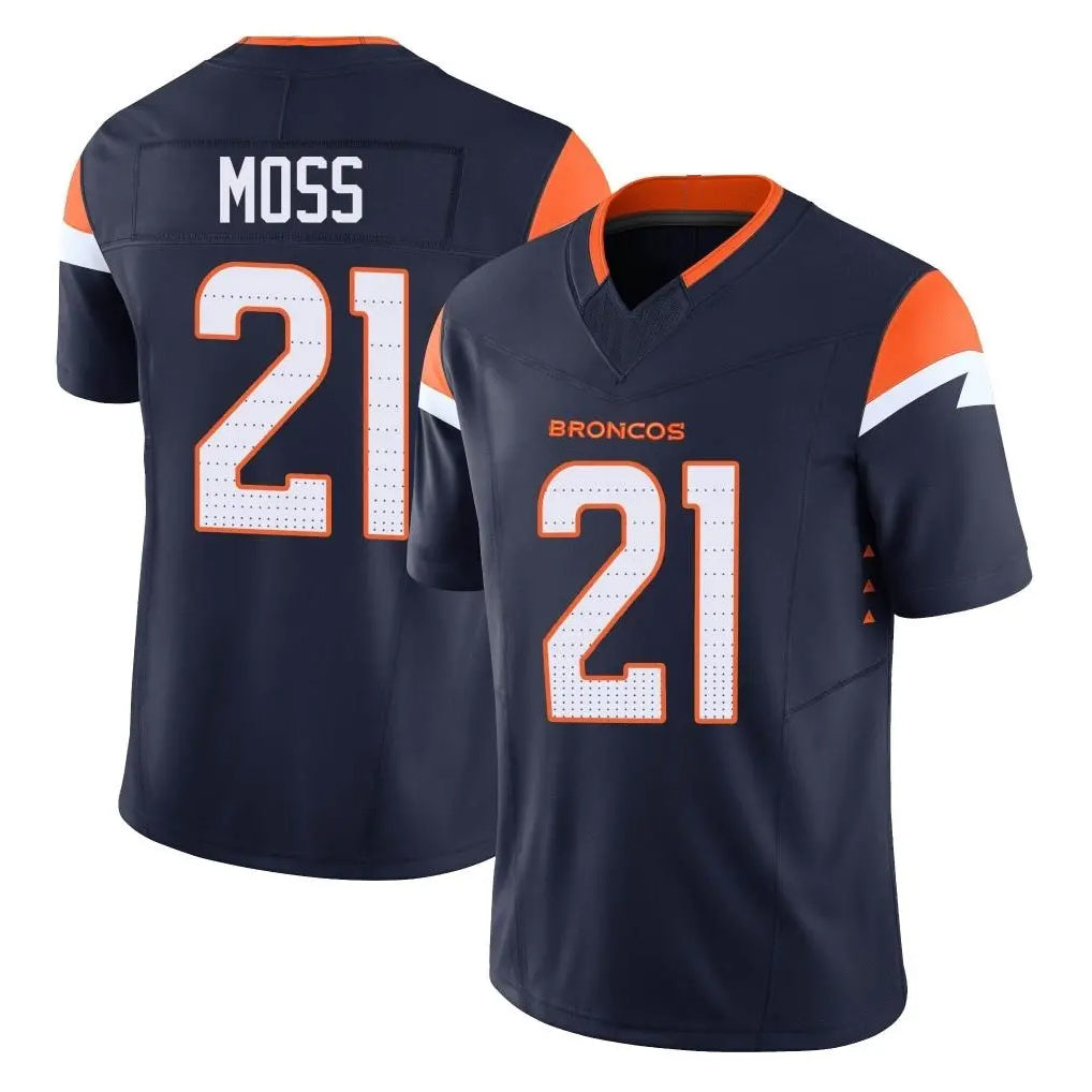 Rebec D.Broncos #21 Riley Moss Player Navy Limited Vapor F.U.S.E. Home Game Stitched Jerseys