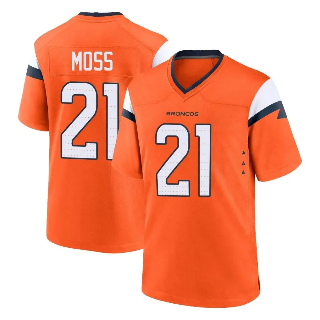 Rebec D.Broncos #21 Riley Moss Player Orange Home Game Stitched Jerseys