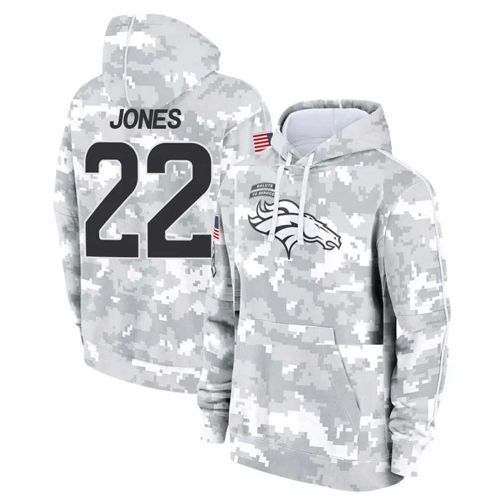Rebec D.Broncos #22 Brandon Jones Player Arctic Camo Salute to Service Hoodies Limited Game Stitched Jerseys