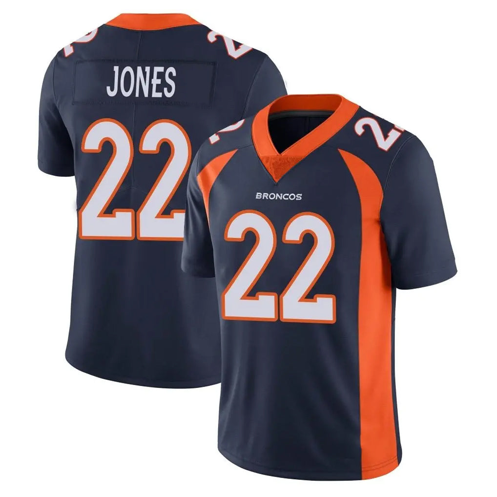 Rebec D.Broncos #22 Brandon Jones Player Navy Vapor Untouchable Limited Game Stitched Jerseys