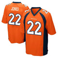 Rebec D.Broncos #22 Brandon Jones Player Orange Color Home Game Stitched Jerseys