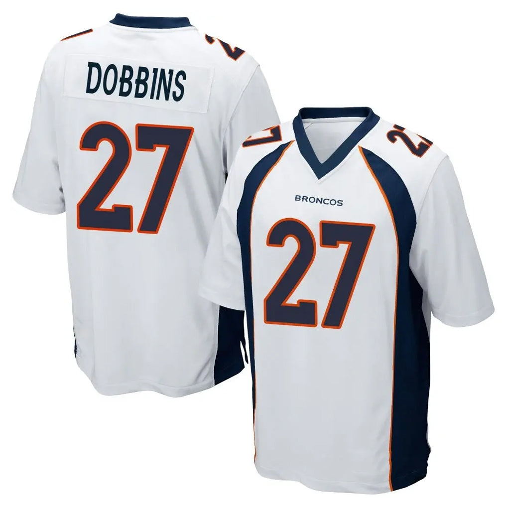 Newshops D.Broncos #27 J.K. Dobbins Player White Game Stitched Jerseys
