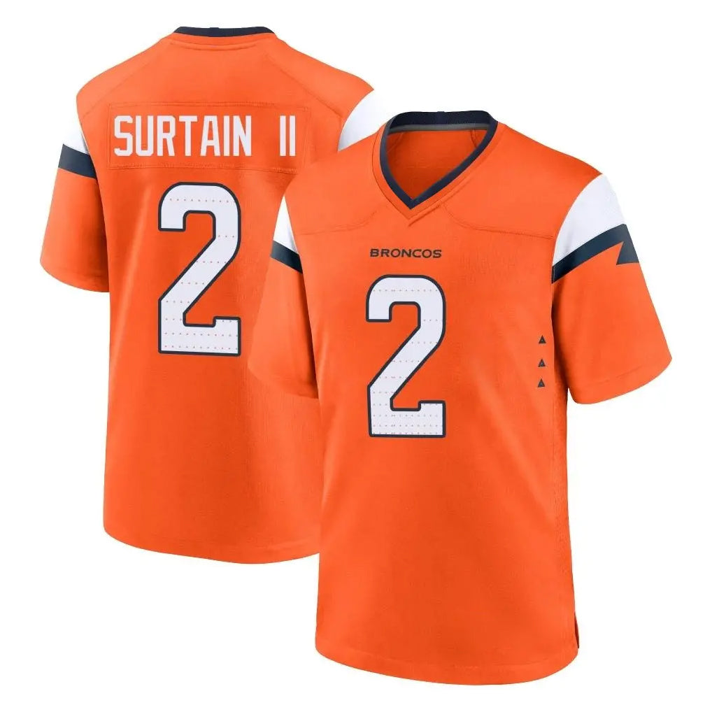 Rebec D.Broncos #2 Pat Surtain II Cooper Player Orange Home Game Stitched Jerseys