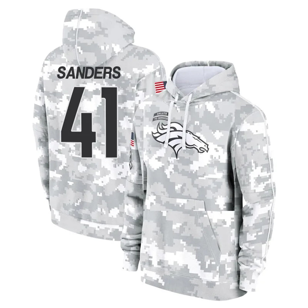 Newshops D.Broncos #41 Drew Sanders Player Arctic Camo Salute to Service Hoodies Limited Game Stitched Jerseys
