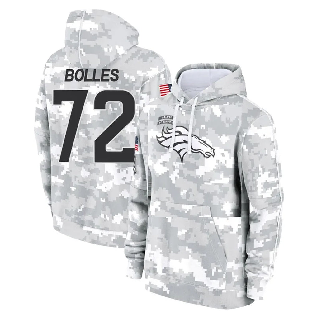 Rebec D.Broncos #72 Garett Bolles Player Arctic Camo Salute to Service Hoodies Limited Game Stitched Jerseys