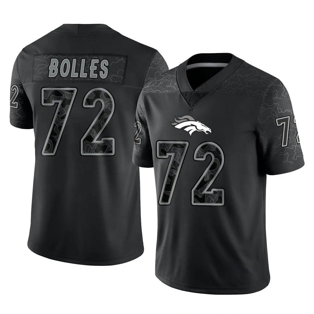 Rebec D.Broncos #72 Garett Bolles Player Black Reflective Limited Stitched Jerseys
