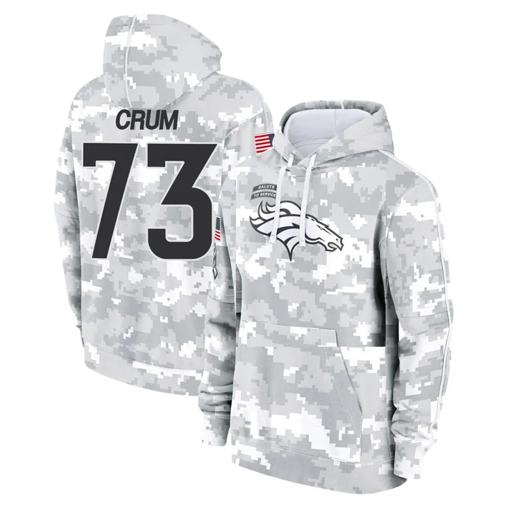 Rebec D.Broncos #73 Frank Crum Player Arctic Camo Salute to Service Hoodies Limited Game Stitched Jerseys