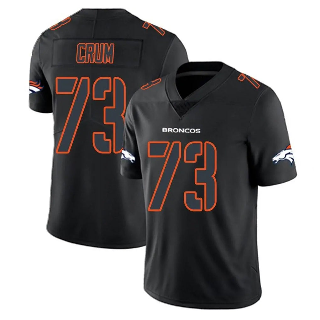 Rebec D.Broncos #73 Frank Crum Player Black Impact Limited Game Stitched Jerseys