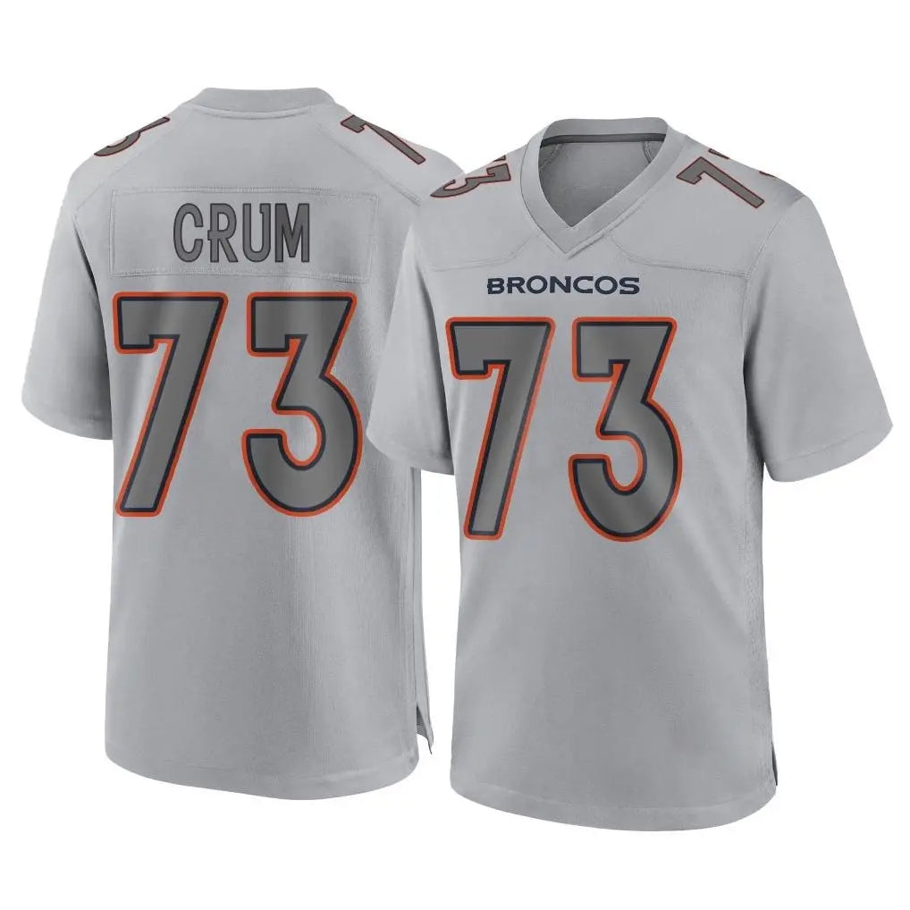 Rebec D.Broncos #73 Frank Crum Player Gray Atmosphere Fashion Limited Game Stitched Jerseys