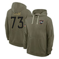 Rebec D.Broncos #73 Frank Crum Player Olive Salute to Service Pullover Hoodies Limited Stitched Jerseys